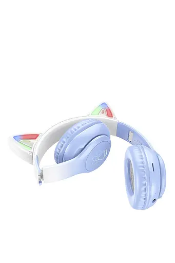 Бездротові навушники Hoco W42 Cat ear з підсвічуванням Біло-блакитний ЦБ-00259103 - фото 2