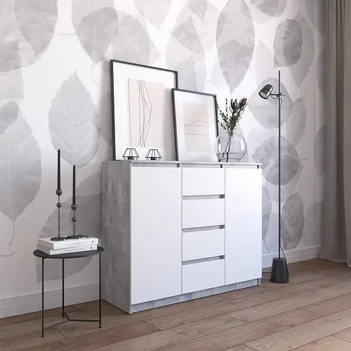 Комод Vays R-11, 4 шухляди та 2 відділення з полицями, без ручок, ЛДСП, 120×40×98 см - для спальні, вітальні, передпокою - фото 6