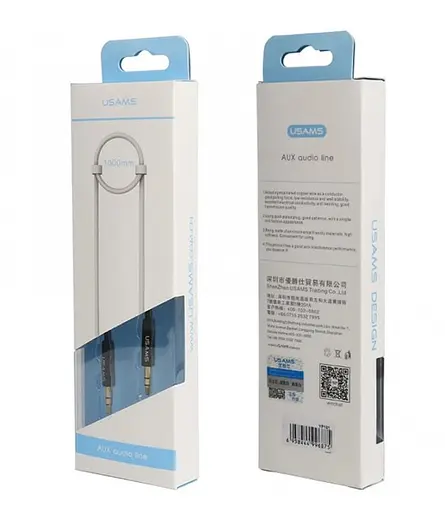 Кабель AUX Usams YP-01 Aux Audio Cable 1 м Черный - фото 2