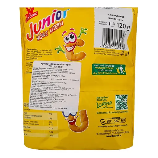 Крекер Lajkonik Junior Счастливые буквы 120 г - фото 2