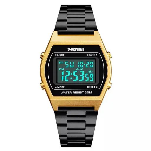 Наручний електронний ретро годинник Skmei 1328 Золотистий - фото 2