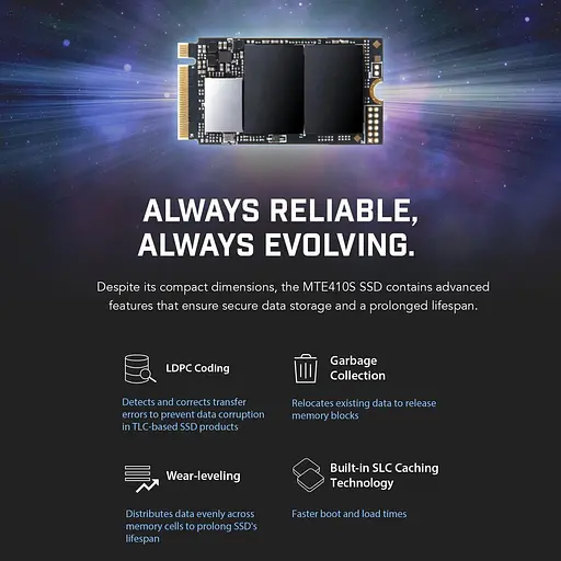 Накопичувач SSD Transcend m.2 NVMe 256GB 2242 PCIe 4.0x4 3D TLC DRAM-less (TS256GMTE410S) (TS256GMTE410S_) - фото 8