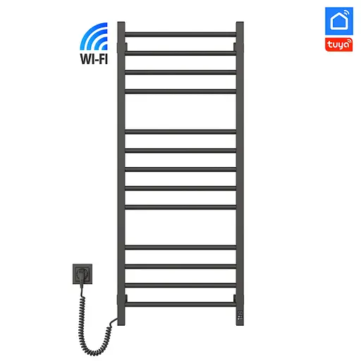 Электрический полотенцесушитель Navin Классик Квадро 500x1200 Sensor с Wi-Fi, левый, черный муар 12-112033-4880, Черный матовый, Левое, Электронный - фото 2
