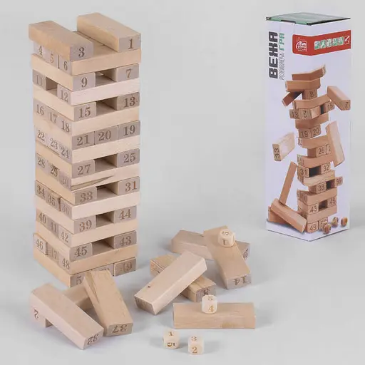 Деревянная игра "Башня" 72154 Fun Game, 54 детали, в коробке (6945717433717) - фото 1