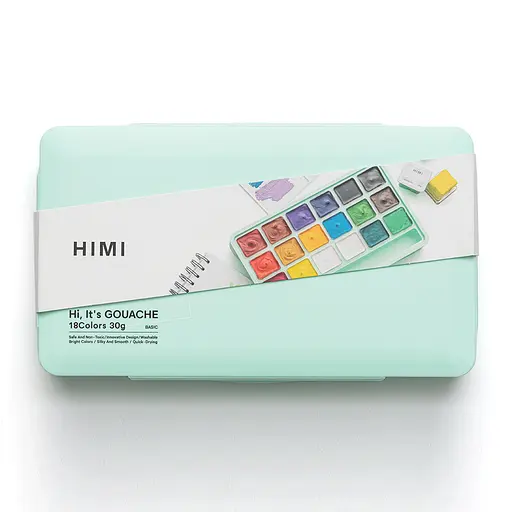 Набор гуашевых красок Jelly Cup 18×30 мл зеленый пластиковый пенал HIMI - фото 1