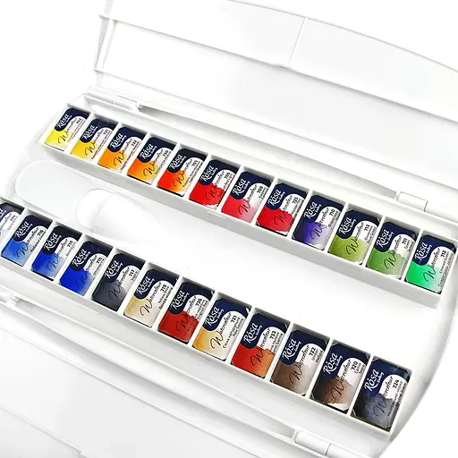 Пенал для акварельних фарб Rosa Gallery пластиковий 24 кювети   - фото 5