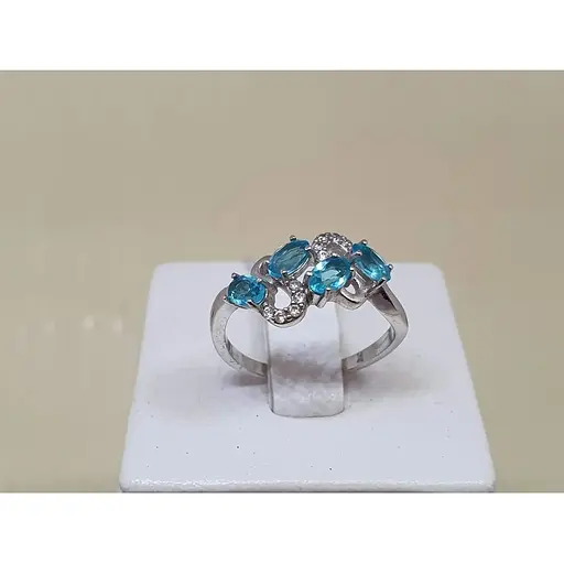 Серебряное кольцо Агни Абриэль с кварцем голубым и фианитами. 1026/1Р-QSWB 17,5 - фото 3