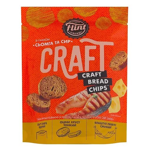 Гренки ржано-пшеничные со вкусом Семга и сыр Flint Craft Grenki 80 г