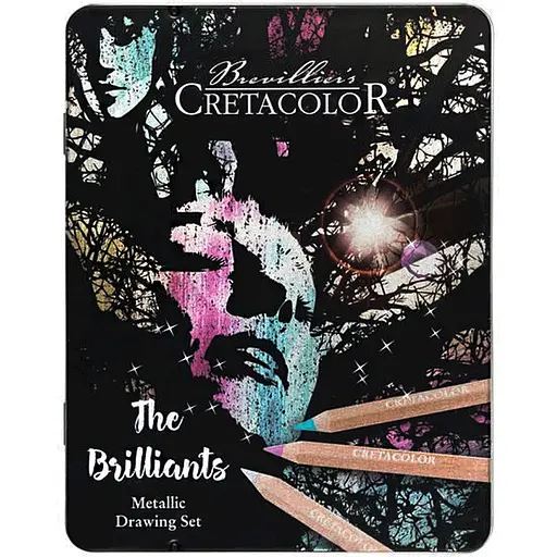 Набір кольорових олівців MEGACOLOR THE BRILLIANTS 12 шт металева коробка металіки Cretacolor - фото 1