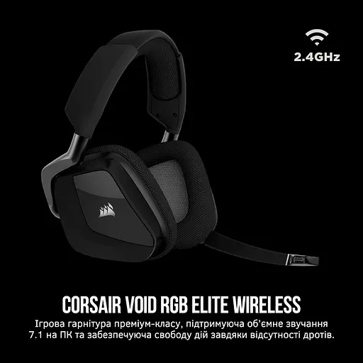 Наушники Corsair беспроводные игровая гарнитура Void RGB Elite Wireless Carbon (CA-9011201) - фото 3