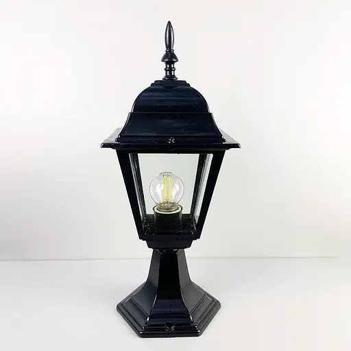 Вуличний ліхтар в чорному корпусі з прозорим склом на ніжці Line.F 9030 BK S/S - фото 3