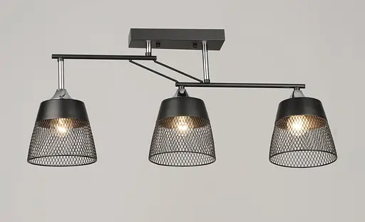 VALESO Ceiling Chandelier K2324/3 for 3 E27 bulbs, Black+Chrome, Metal