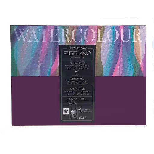 Склейка-блок для акварели Watercolor 200г/м2 20л среднее зерно Fabriano