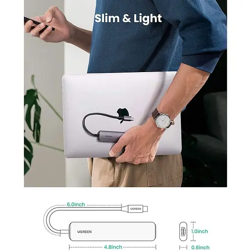 USB-хаб Ugreen 5 в 1 USB-C / 4xUSB 3.0 / 1x4K HDMI (20197) [63381] - фото 7