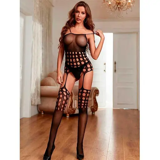 Спокусливий бодістокінг з відкритою областю S/M/L Чорний K000511 - фото 2