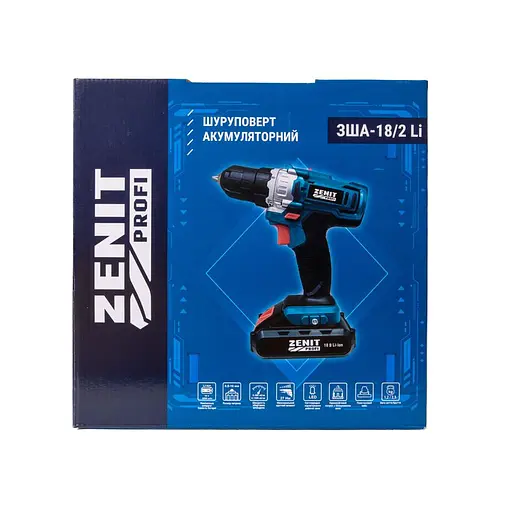 Шурупокрут-дриль акумуляторний Zenit ЗША-18/2 Li Профі 18В 2х2А/год 27Нм 0-400·1500 об/хв 1 кг кейс - фото 6