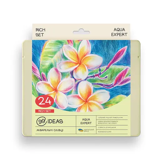 Набор карандашей акварельных 99IDEAS "Aqua Expert" 24 цвета, Rich Set, металлическая коробка, 99AE-24RICH