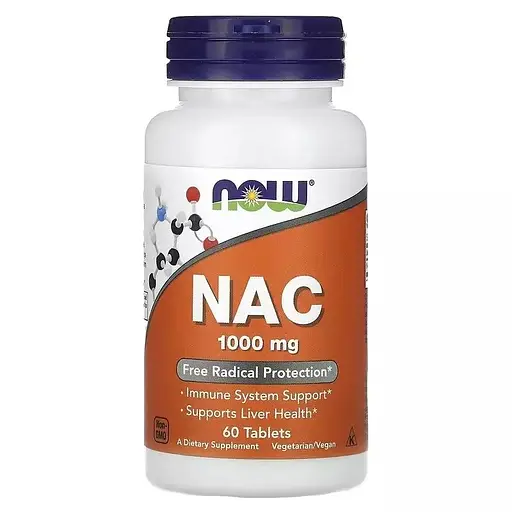 NAC (N-Ацетил-L-Цистеин) 1000 мг NAC Now Foods 60 таблеток