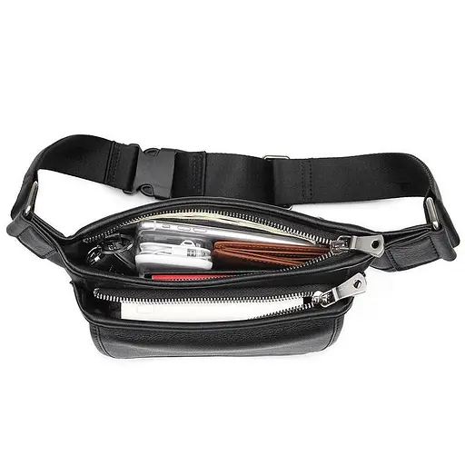 Чоловіча шкіряна сумка на пояс John McDee 24.5х14х6 см sum0025998 - фото 7