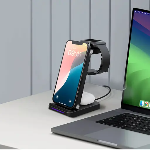 Бездротовий зарядний пристрій Make 3в1 15W PS1 - фото 8