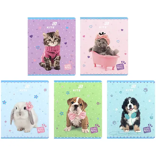 Набор тетрадей Kite Studio Pets 20 шт. 24 листа в клеточку (SP26-238) - фото 1
