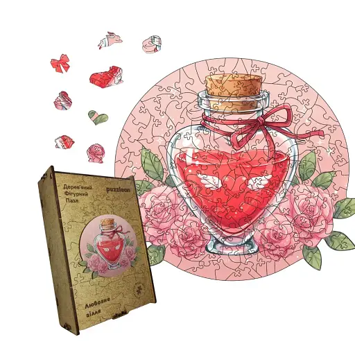 Дерев'яний фігурний пазл Любовне Зілля, А1, Картонна коробка 500+ елементів - фото 1