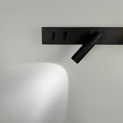 Бра Line F праве на 2 вимикачі з білим плафоном та спотом у чорному корпусі 40 см Арт. B190/2 BK RIGHT - фото 5