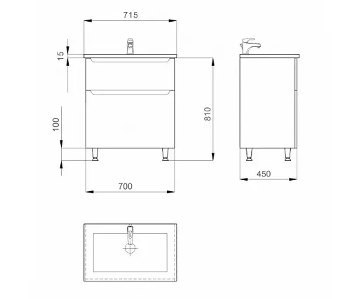 Тумба підлогова Sanwerk Ера 70 Білий з умивальником Qtap (MV0000852) Білий - фото 5