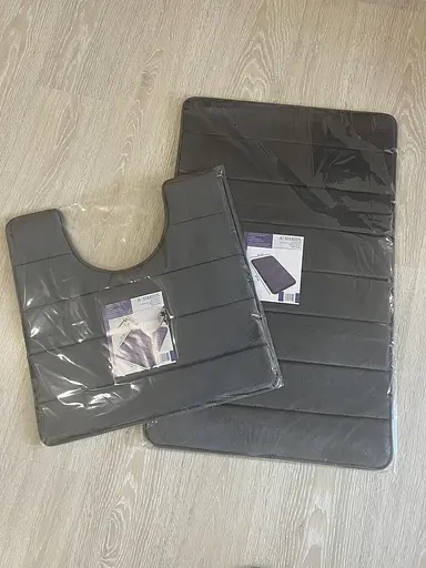 Набор 2 коврика для ванной Aquarius с эффектом памяти 50х80 см, U-образный 50х50 см. Графит в полоску - фото 8