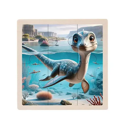 Дитячий дерев'яний пазл-вкладиш Плезіозавр MD 1509-20, 6 елементів