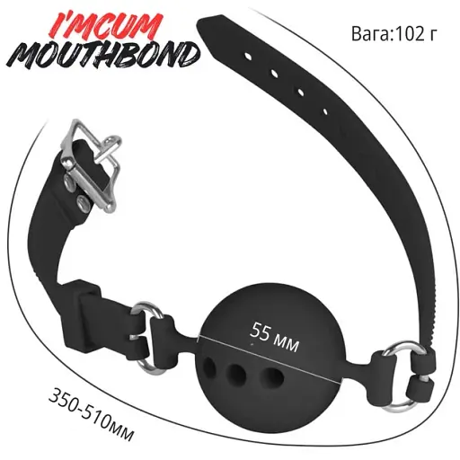 Кляп I’MCUM MouthBond для рольових ігор Чорно-червоний (IM-SM208-red&black) - фото 2