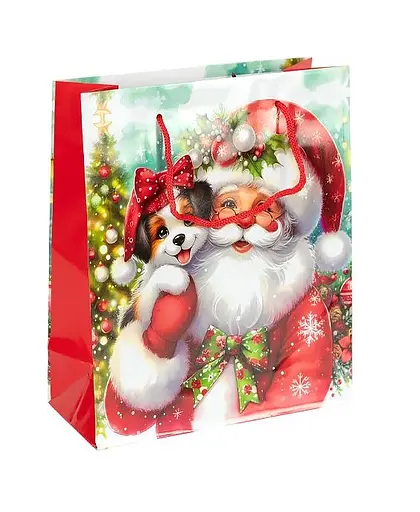 Пакет подарочный "Новый Год" 153-2 вертикальный 18*21,5*8 см, ручка-шнурок (6927661257724) Вид 3 - фото 1