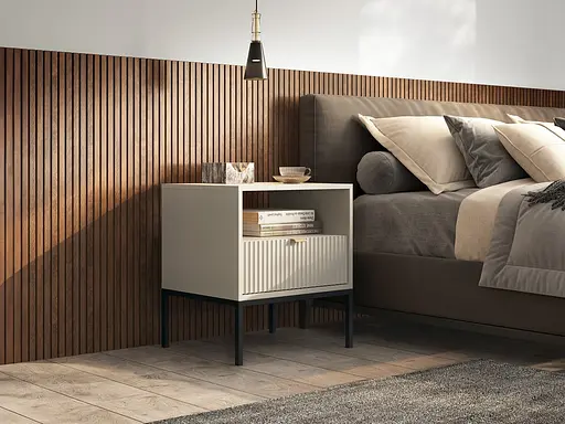 Тумба приліжкова Perfect Home Нова / Nova з 1 шухлядою і чорними ніжками S54 Кашемір (PFH-091256)