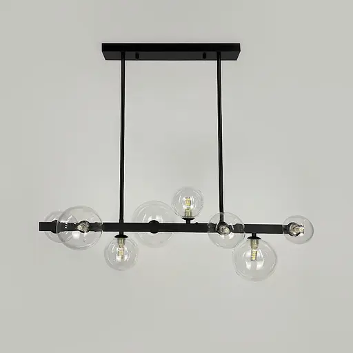 Удлиненная черная люстра-молекула на 8 плафонов 75 см | Ст. AT 32/8L BK+CL | Line F - фото 1