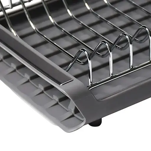 Сушарка для посуду Lemax розкладна з тримачем дя приборів сіра (LF-635) - фото 4