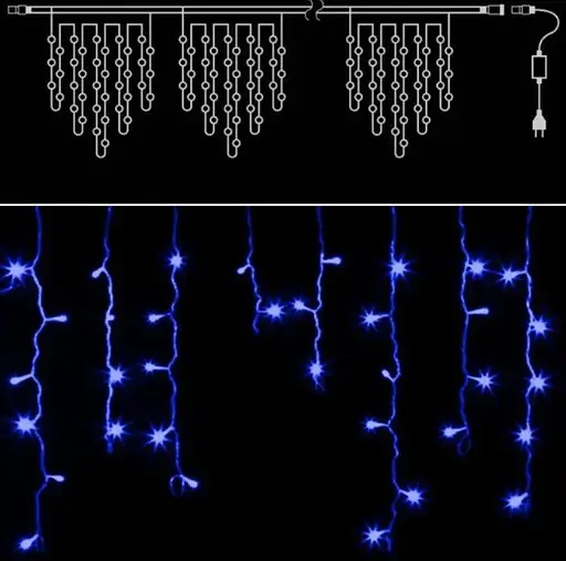 Гирлянда уличная Бахрома 5 м 120 Led (на белом проводе, с переходником) Синяя - фото 2
