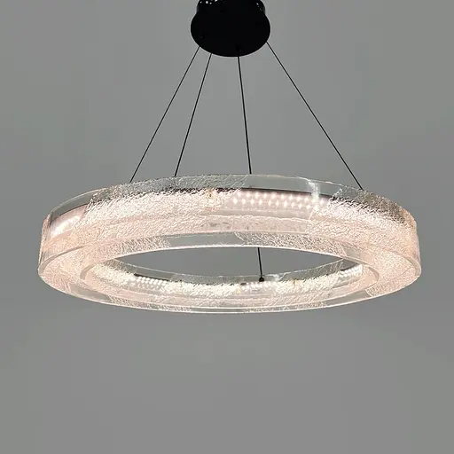 Люстра з підвісним корпусом з прозорого рельєфного акрилу Ø 60 см | Line F | Арт. MJ372-600 BK - фото 6