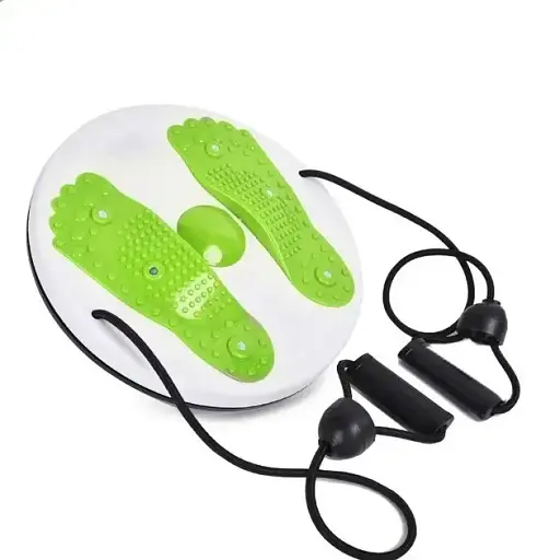 Диск здоров'я з еспандерами для талії, гімнастичний тренажер для схуднення з масажною поверхнею зелений - фото 3