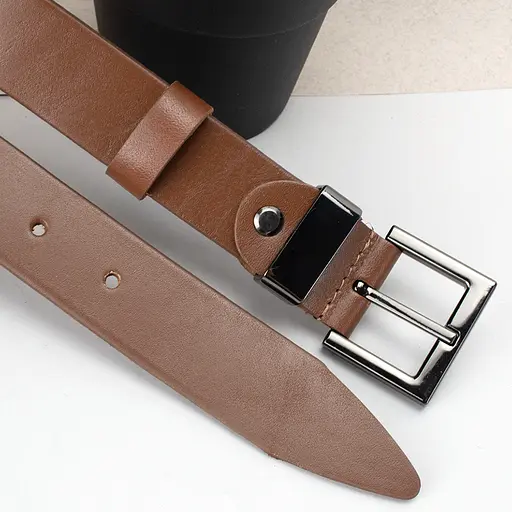 Ремінь жіночий шкіряний JK-3023 коричневий з темною пряжкою (120 см) - фото 4