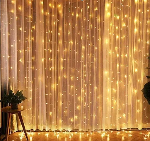 Гирлянда штора Водопад 720 led 3х3м Большая круглая лампа (прозрачный провод, 15 нитей) Теплый белый - фото 4