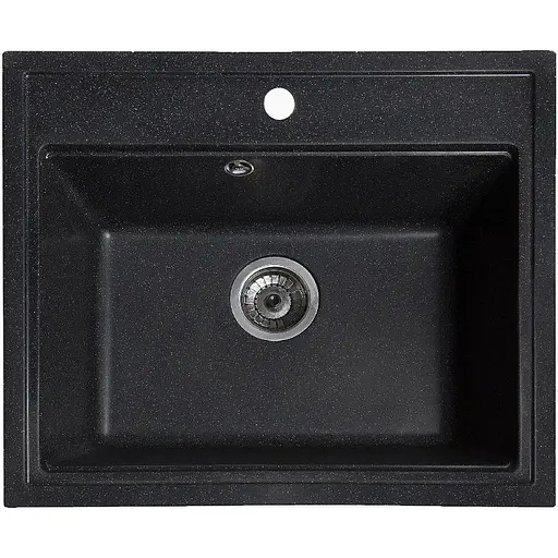 Гранітна кухонна мийка Romzha Patrat Antracit (901) - фото 1