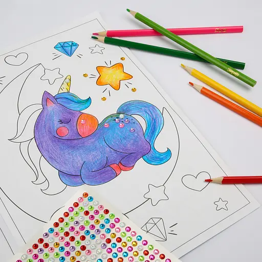 Розмальовка А4 1Вересня Єдинороги зі стразами 12 стор. (743370) - фото 4