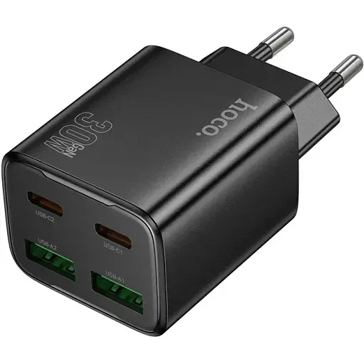 Сетевое зарядное устройство Hoco N56 Fundador four-port PD30W(2C2A) charger(EU) Черный - фото 1