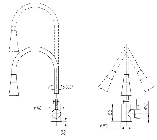 Змішувач для кухні Lidz Aria 015F31 з гнучким виливом LDARI015F31GNK31871 - фото 4