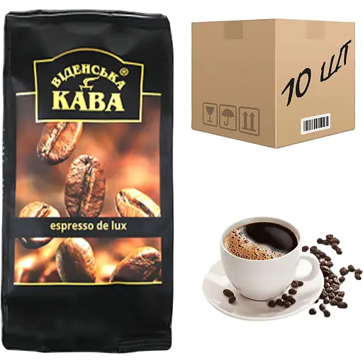 Кава в зернах "Віденська кава" Espresso de lux 500 г(ящик 10 шт) - фото 1