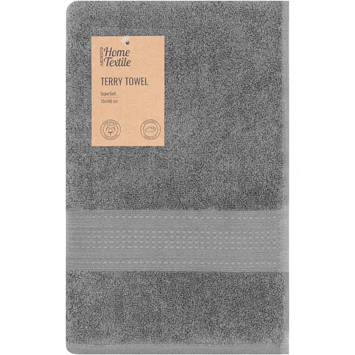 Рушник махровий Ardesto SuperSoft 70х140 см 100% бавовна сірий (ART2270SLP)  - фото 1