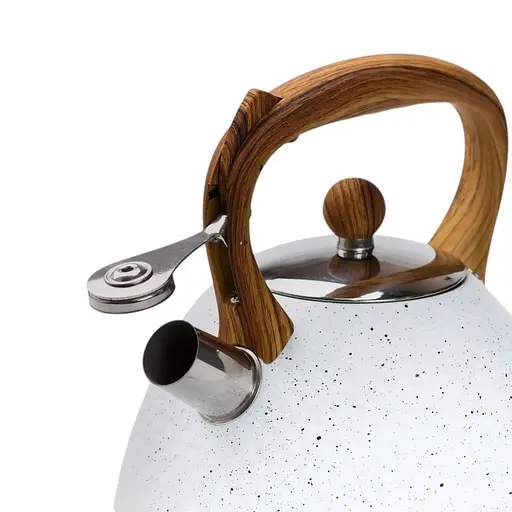 Металевий чайник із нержавіючої сталі Haus Roland зі свистком 3л Білий - фото 4