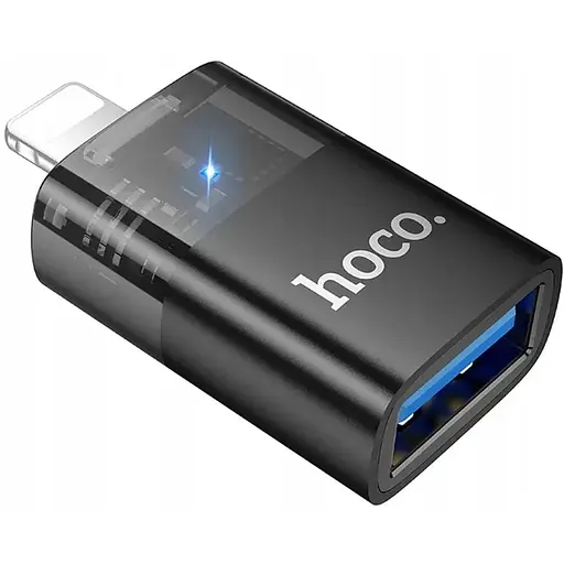 Адаптер Hoco UA36 iP male to USB female OTG transparent adapter Чорний