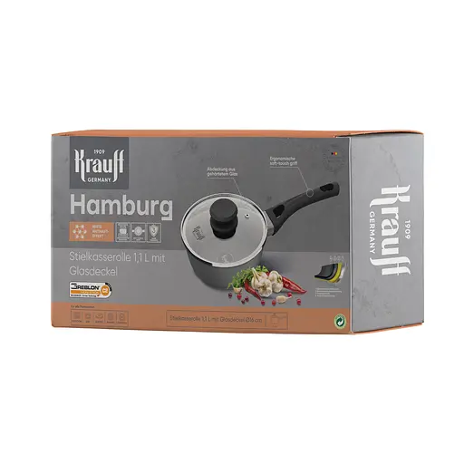 Ківш Krauff Hamburg зі скляною кришкою 1.1 л (25-45-252) - фото 2