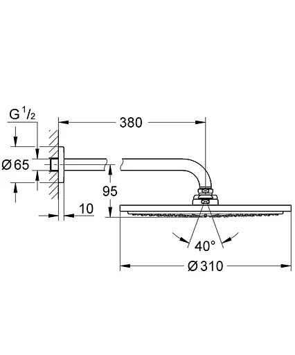 Верхний душ с душевым кронштейном 380 мм Grohe Rainshower Cosmopolitan 310 26066GN0, Золотой - фото 2